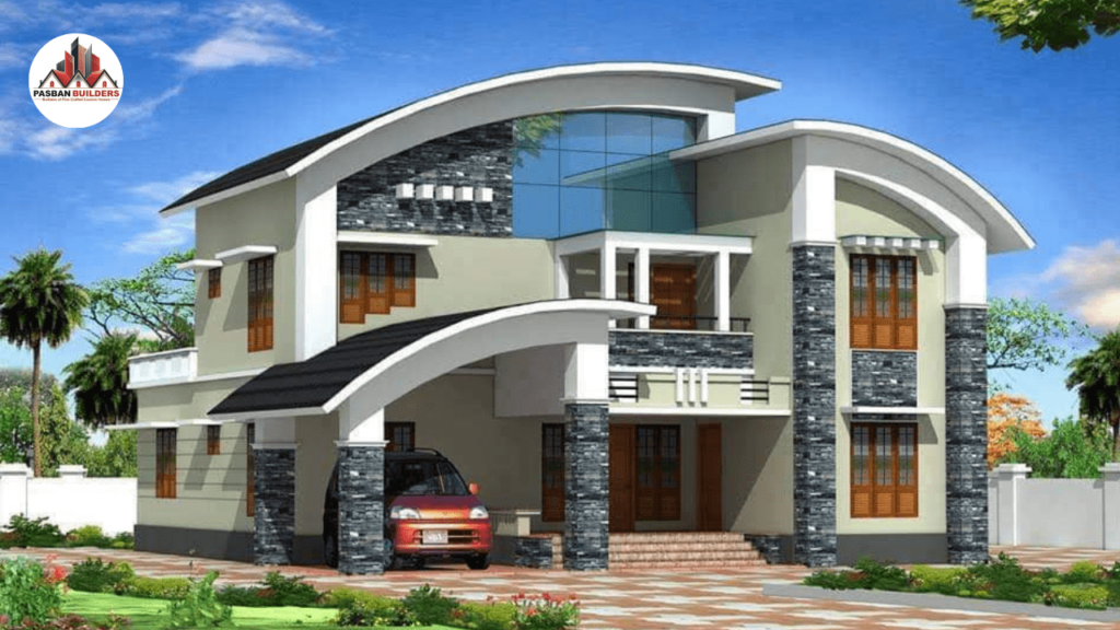 a beautifull villas and one logo pasban builders