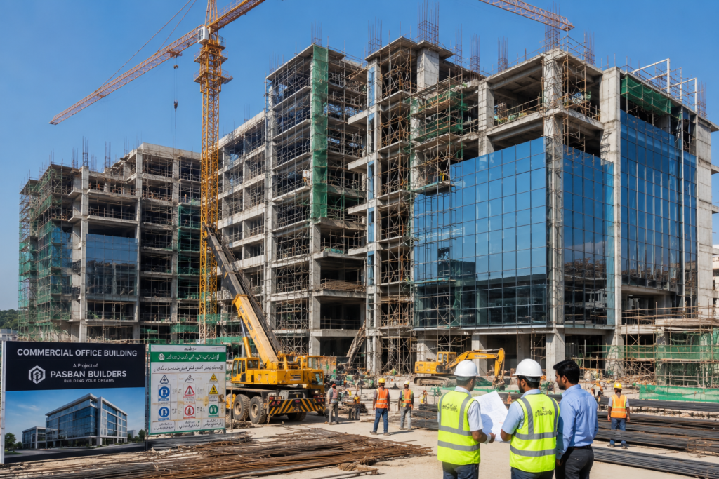Commercial building construction project in Lahore