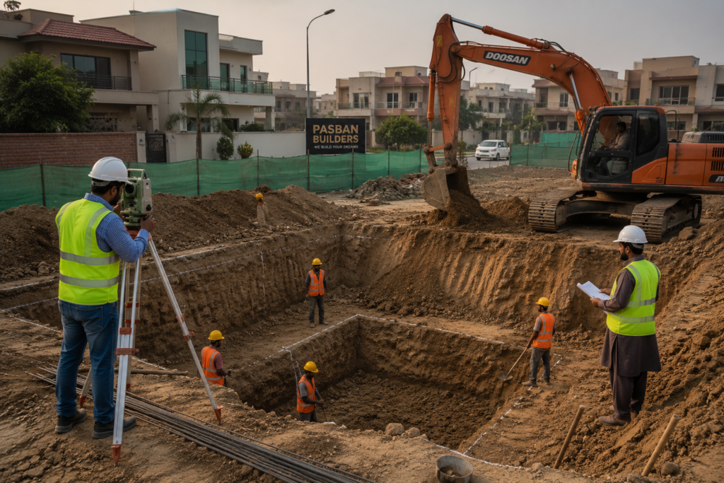 House Construction in Pakistan: The Complete Guide (2026) Foundation excavation for house construction in Pakistan